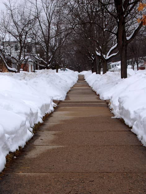 Snow removal on a driveway